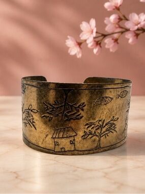 Vintage Antique Brass Decorative Cuff bangle bracelet
